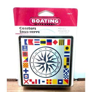 Vintage 4pc Nautical Coasters by Attwood Boating Essentials 4x4” New Year Party